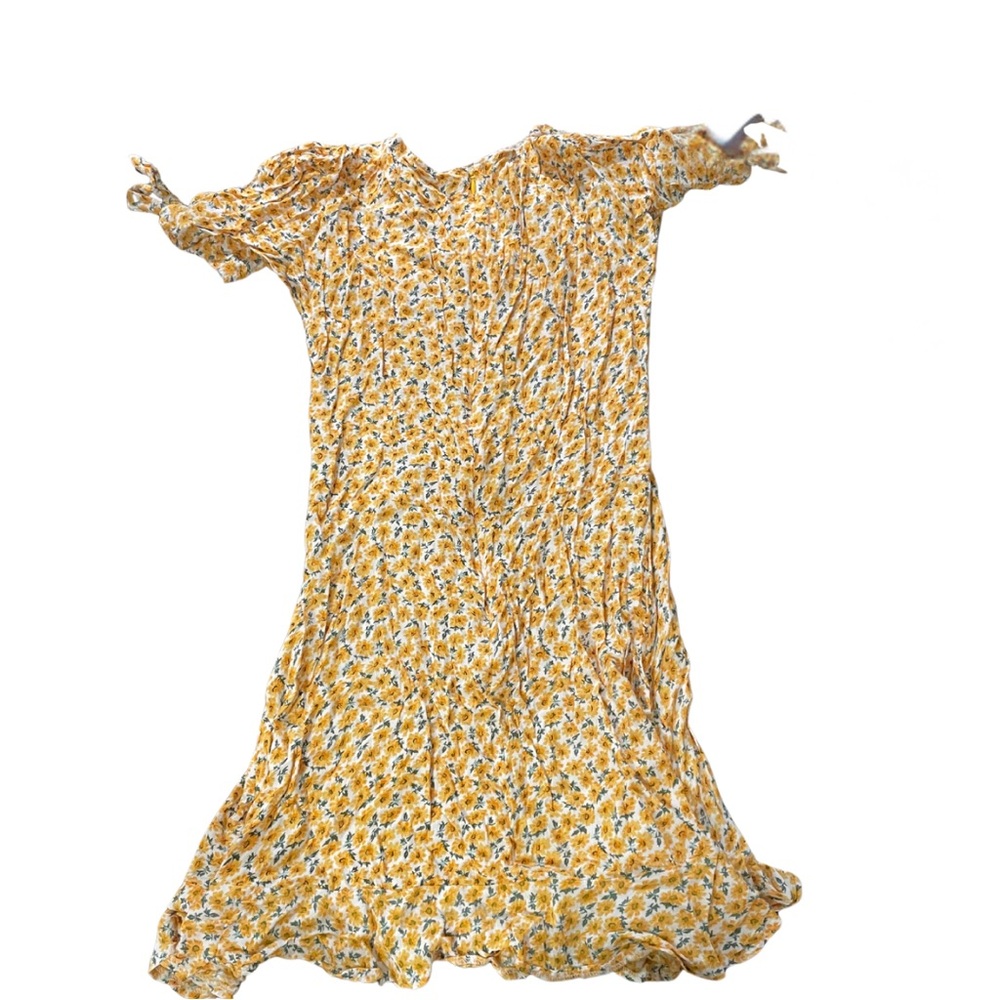 Faithfull the Brand short-sleeved minidress sundress with sunflower pattern